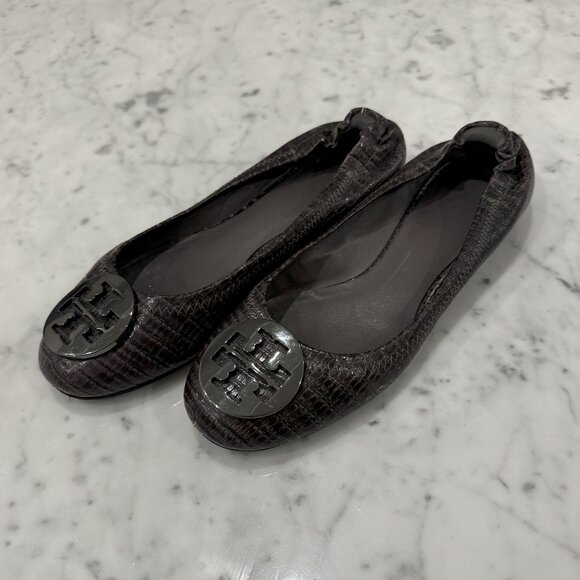 Tory Burch Snakeskin Pattern Ballet Flats - Size 7.5 - Picture 1 of 5
